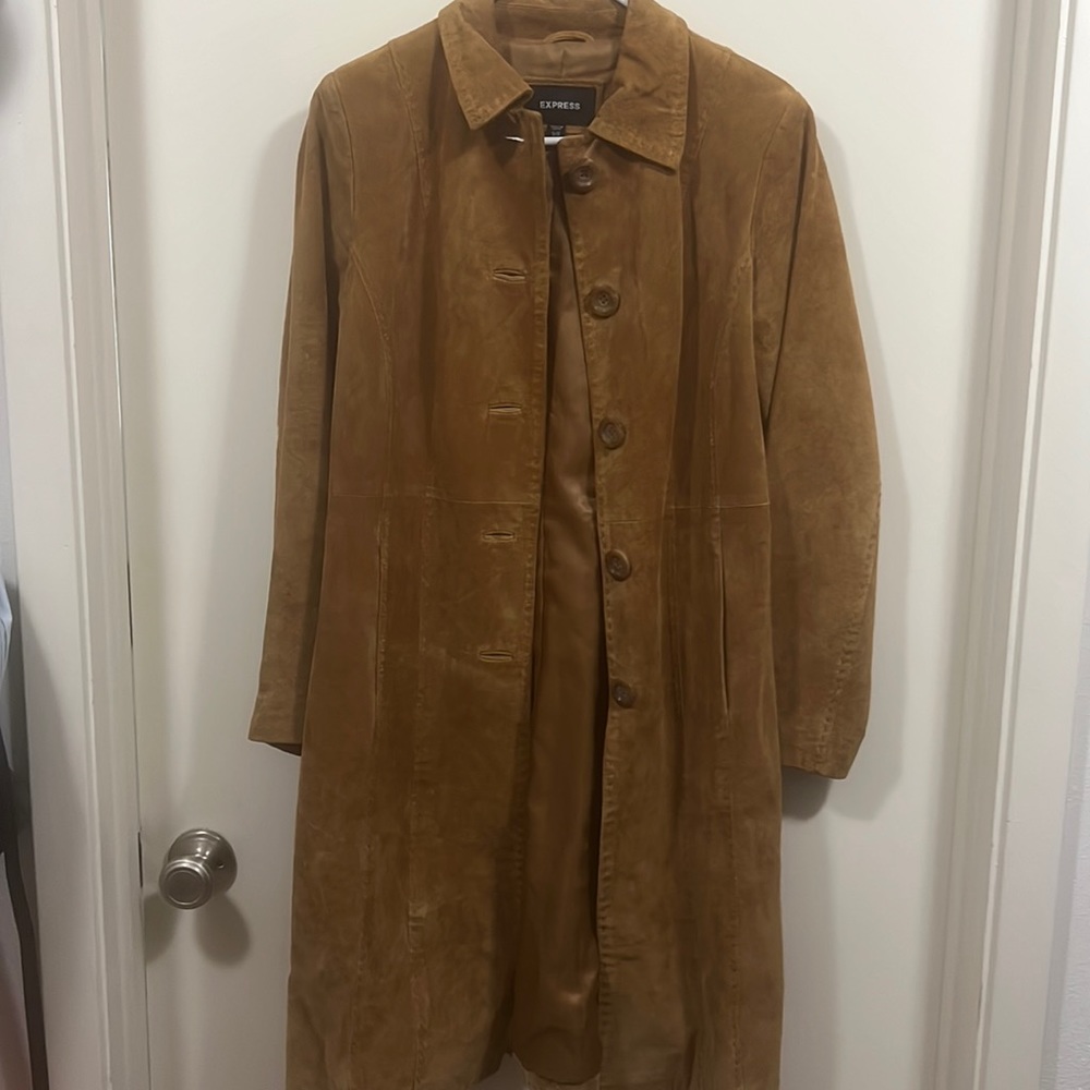 Express 100% leather coat, camel colored. Size 5/6